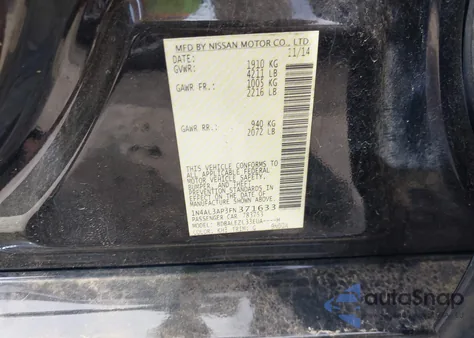 2015 Nissan Altima 2.5/2.5 S/2.5 Sl/2.5 Sv z USA, uszkodzony, nr VIN 1N4AL3AP3FN371633